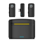  Set 2 microfoane profesionale tip lavaliera HAWIRE K-10, Wireless, Plug and Play, USB Type-C, Display digital, Vlogging, Interviuri, Intalniri, Streaming live, Inregistrare video, negru 