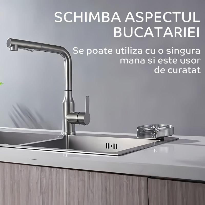 Spalator pahare din inox HAWIRE pentru chiuveta, Jet puternic, Spalare rapida, 5 Orificii pulverizare, Accesorii montaj incluse