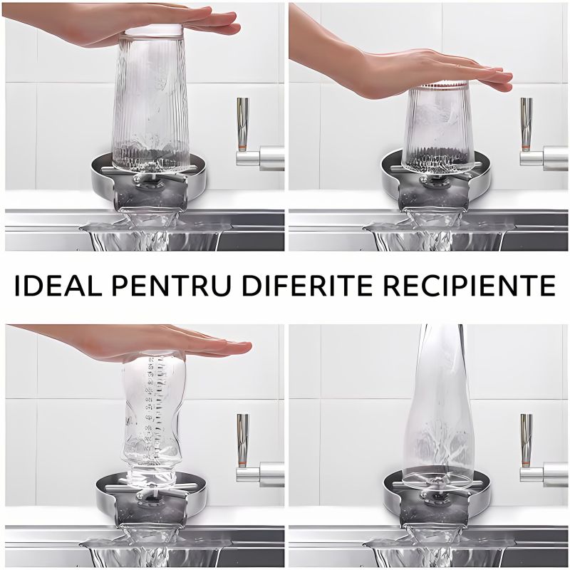 Spalator pahare din inox HAWIRE pentru chiuveta, Jet puternic, Spalare rapida, 5 Orificii pulverizare, Accesorii montaj incluse