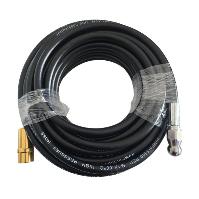 Furtun pentru curatarea tevilor de canalizare, Lungime 10m, Anti-Strangulare, Duza cu 4 orificii de pulverizare, Compatibil cu aparatele Karcher K2-K7, Negru