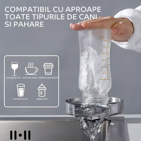 Spalator pahare din inox HAWIRE pentru chiuveta, Jet puternic, Spalare rapida, 5 Orificii pulverizare, Accesorii montaj incluse